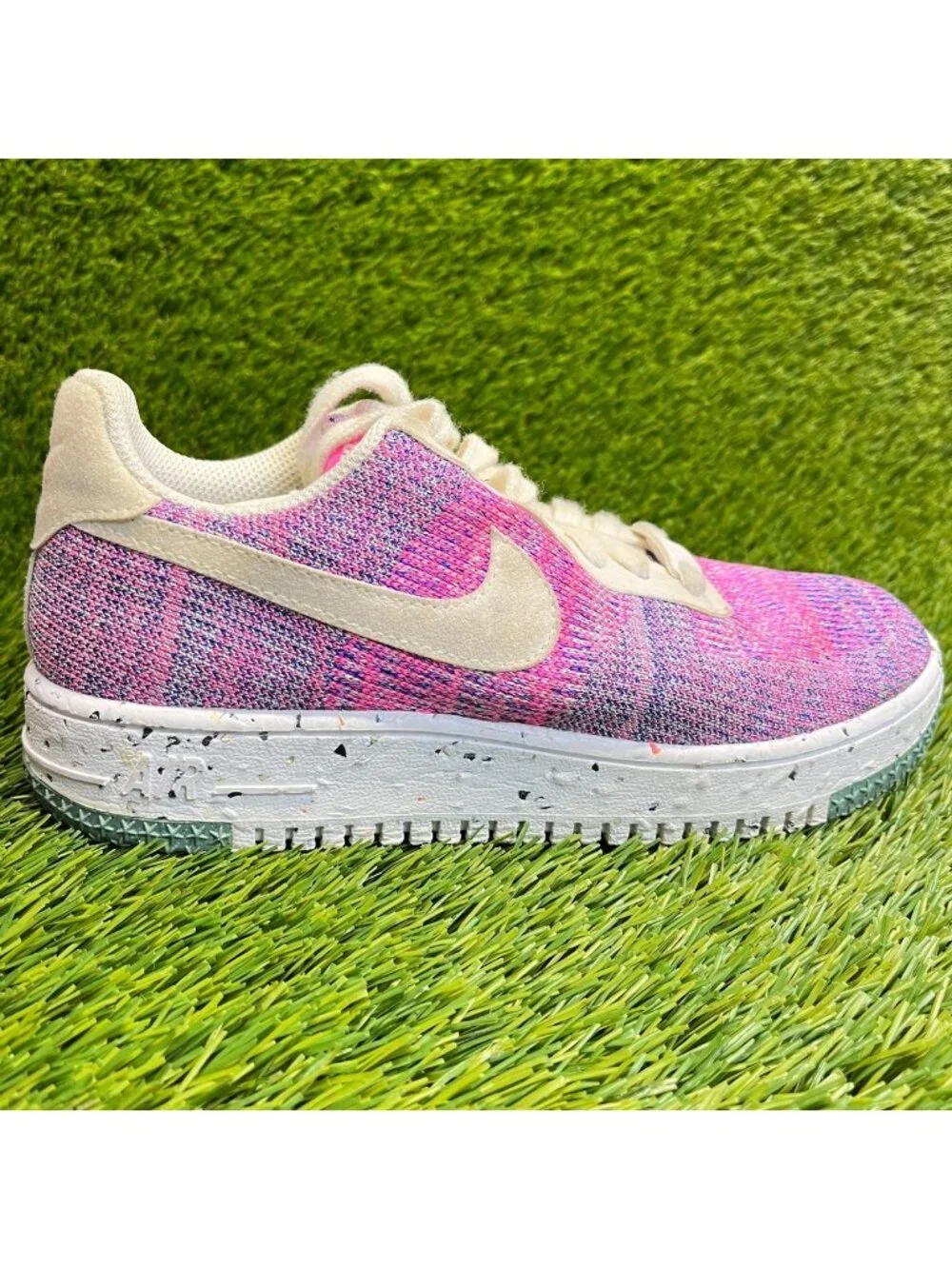 Nike Air Force 1 Crater Flyknit Womens Size 7 Pink Beige Athletic Shoes Sneakers